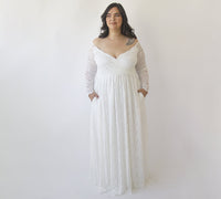 BLUSHFASHION - Original Curvy  Ivory Off the Shoulder Lace Wrap Wedding Dress  With Pockets  #1316