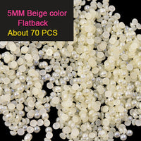 2mm/3mm/4mm/5mm/6mm ABS Imitation Pearls Half Round Flatback Beads Beige Nail Art DIY Decoration Makeup Tools