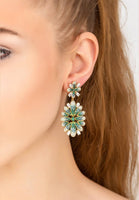 Original Babylon Flower Drop Earrings Gold Green