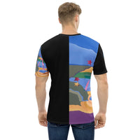 Men's T-Shirt Fashion Blue Black Graphic Designs Sharon Tatem Fashions