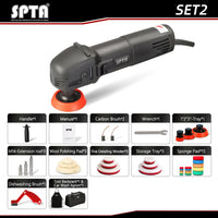 SPTA - Original 780W Electric 3 Inch Mini Detailing Polishing Machine Rotary Polisher Cleaning Brush With 29pcs Sponge PadsSet