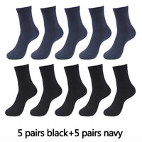 10 Pairs High Quality Bamboo Fiber Men's Socks Business Breathable Deodorant Compression Socks Men Long Big Size EUR 38-46