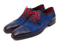 Paul Parkman Men's Captoe Oxfords Blue Suede (ID#024-BLUSD)