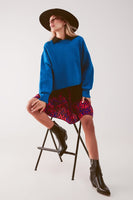 Q2 - Original Balloon Sleeve Knitted Jumper in Blue