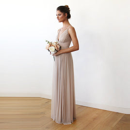 BLUSHFASHION - Original Champagne Maxi Dress With Adjustable Straps #1170