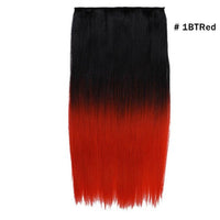 Original Synthetic Clip in Hair Extension Ombre Bayalage Long Straight Flase Hair Pieces for Women 24" 5clips One Piece 3/4 Head