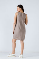 CONQUISTA FASHION - Original Taupe Sleeveless Sack Dress