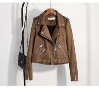 LUXURY AND ME - Original Slim Suede  Biker Jacket PU Coat