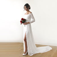 BLUSHFASHION - Original Ivory Wedding Dress With a Slit & Train #1179