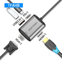 Vention USB Type C Converter Type C to HDMI VGA USB 3.0 PD Power 3.5mm Audio RJ45 Ethernet Adapter SD/TF Card Reader USB HUB NEW