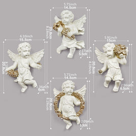 4pcs Resin of the Type Europe Angel Ofing Wall to Hang Home Decoration Suspension and Digital Wall Clock Quiet Room Clock