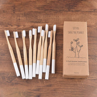 10 Pack Bamboo Toothbrush Medium Bristles Biodegradable Plastic-Free Toothbrushes Cylindrical Low Carbon Eco Bamboo Handle Brush