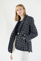 LE REUSSI - Original Power Woman- Black & White Tweed Checkers Jacket