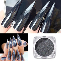 1g/Box DIY Black Mirror Nail Glitter Powder Dazzling Shining Chrome Pigment Dust Paillettes Nail Art Decorations