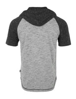 ZIMEGO Short Sleeve Raglan Henley Hoodie Round Bottom Semi Longline T-Shirt