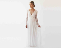 BLUSHFASHION - Original Bestseller Wrap Lace Wedding Dress With Chiffon Mesh #1256