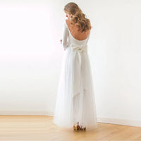 Original Ivory Open Back Tulle Maxi Dress #1050