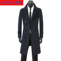 New Men Cashmere Overcoat Jacket Youth Wool Warm Tide Casual X-Long Double Breasted Thick Mens Wool Coat Plus Size S-7xl 8XL 9XL