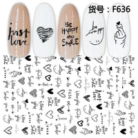 2021 New Geometric Letter Nail Sticker Water Slider Russian Winter Decal Christmas New Year Gift Nail Slider Temporary Tattos