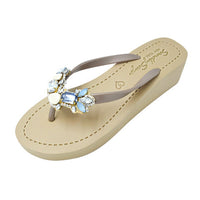 Original Blue York- Rhinestone Mid Wedge Flip Flops