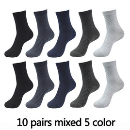 10 Pairs High Quality Bamboo Fiber Men's Socks Business Breathable Deodorant Compression Socks Men Long Big Size EUR 38-46