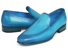 Paul Parkman Perforated Leather Loafers Turquoise (ID#874-TRQ)