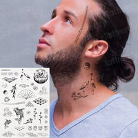 New Hot Halloween Bull Head Face Sticker Neck Hand Back Body Paint Temporary Tattoo Sticker Sword Letter Tatoo Large Cool Design