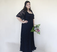 BLUSHFASHION - Original Black Lace Romantic Dress With Butterfly Sleeves  #1343