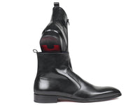 Paul Parkman Black Leather Side Zipper Boots (ID#BT485-BLK)