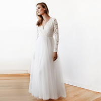 BLUSHFASHION - Original Ivory Tulle & Lace  Maxi Dress #1125