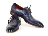 Paul Parkman Men's Blue & Navy Hand-Painted Derby Shoes (ID#PP2279)