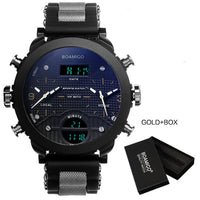 Men Watches BOAMIGO Brand 3 Time Zone Military Sports Watches Male LED Digital Quartz Wristwatches Gift Box Relogio Masculino