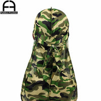 Men's Satin Camo Durags Turban Bandanas Men Silky Durags Waves Cap Headband Head Cover Hair Accessories Du Rag