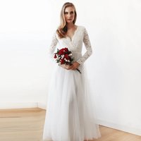 BLUSHFASHION - Original Ivory Tulle & Lace  Maxi Dress #1125