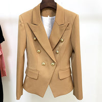 HAGEOFLY - Original Green Blue Yellow Black White Blazer Women Office Formal Double Breasted Buttons Blazer Women Blazers High Quality Drop Ship