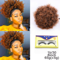 High Afro Puff Ponytail Drawstring Chignon Hairpiece Short Synthetic Kinky Curly Fake Hair Bun Updo Clip in Hair Extensions