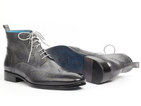 Paul Parkman Wingtip Ankle Boots Gray Hand-Painted (ID#777-GRAY)