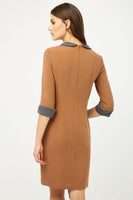 CONQUISTA FASHION - Original Straight Winter Dress With Contrast Peter Pan Collar