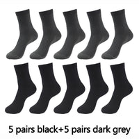 10 Pairs High Quality Bamboo Fiber Men's Socks Business Breathable Deodorant Compression Socks Men Long Big Size EUR 38-46