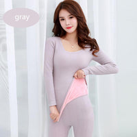 VELVET - Original New Winter Thermal Underwear Women Wool Eamless Long John Women Set Velvet Thick Second Thermal Female Skin Fleece Two Piece Set