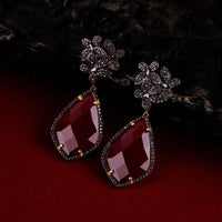 Original Flowers Teardrop Carnelian Chocolate CZ Rosegold