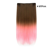 Original Synthetic Clip in Hair Extension Ombre Bayalage Long Straight Flase Hair Pieces for Women 24" 5clips One Piece 3/4 Head