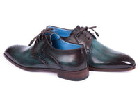 Paul Parkman Turquoise & Brown Medallion Toe Derby Shoes (ID#6584-TRQ)