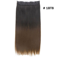 Original Synthetic Clip in Hair Extension Ombre Bayalage Long Straight Flase Hair Pieces for Women 24" 5clips One Piece 3/4 Head