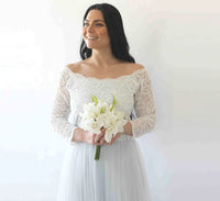 BLUSHFASHION - Original Curvy  Off-Shoulder Two Colors Wedding Dress #1134