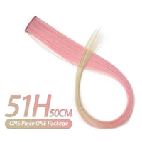 Pageup Rainbow Synthetic Fake Hair Pieces Long Straight Ombre Hairpiece for Women Blonde Pink Clip in Hair Extensions Colorful