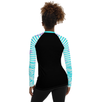 FIND YOUR COAST APPAREL - Original Women's Reels and Reefs Striped Sea Skinz Performance Rash Guard UPF 40+