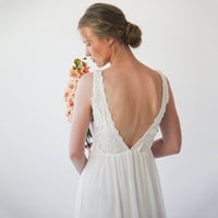 BLUSHFASHION - Original Ivory Floral Lace Maxi Wedding Dress #1222