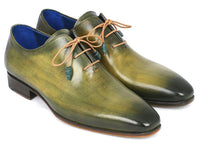 Paul Parkman Plain Toe Wholecut Oxfords Green Hanpainted Leather (ID#755-GRN)