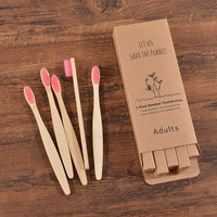 5Pcs Adults Soft Bristles Toothbrush Colorful Dental Eco Friendly Oral Care Bamboo Teeth Brushes Individual Package Toothbrush